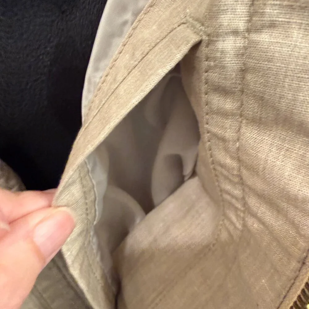 Banana Republic Linen Baracut Taupe Woven Textured Full Zip Spring Jacket, Large